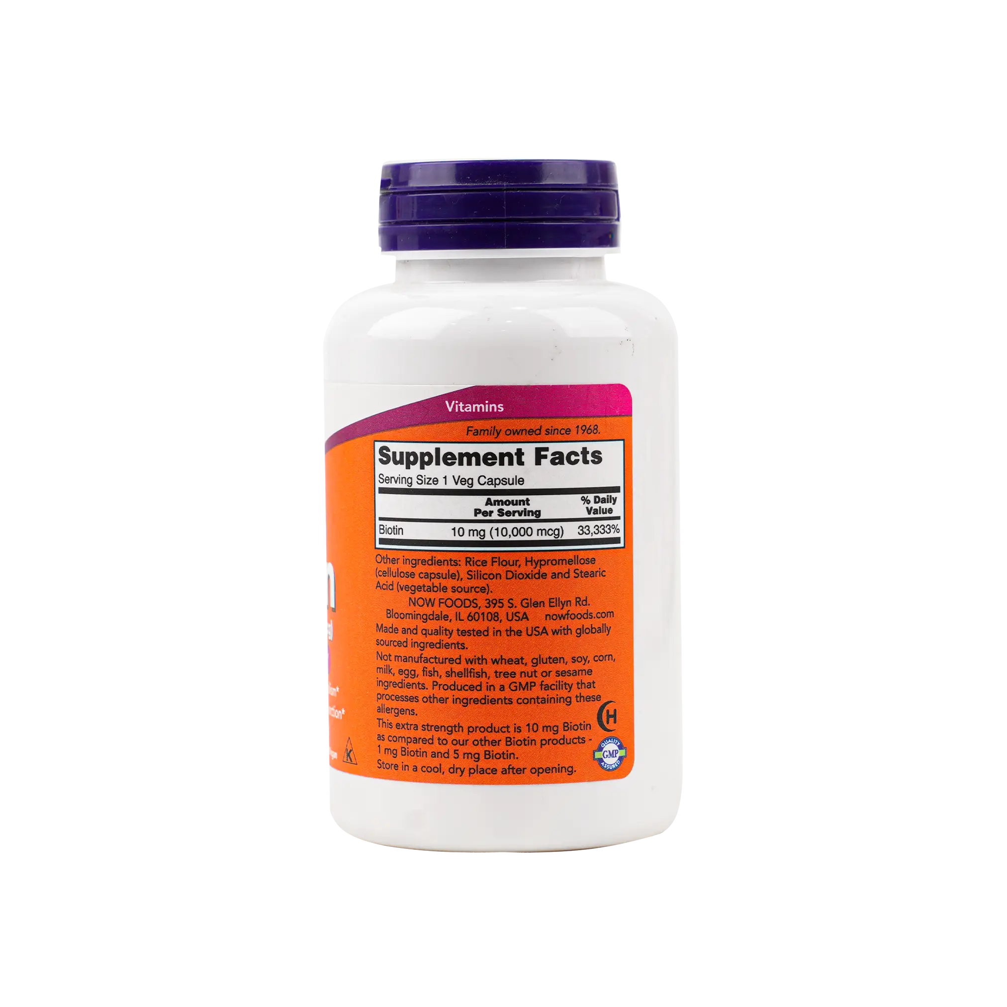 NOW EXTRA STRENGTH BIOTIN 10MG(10000 MCG) 120 VEG CAPSULES