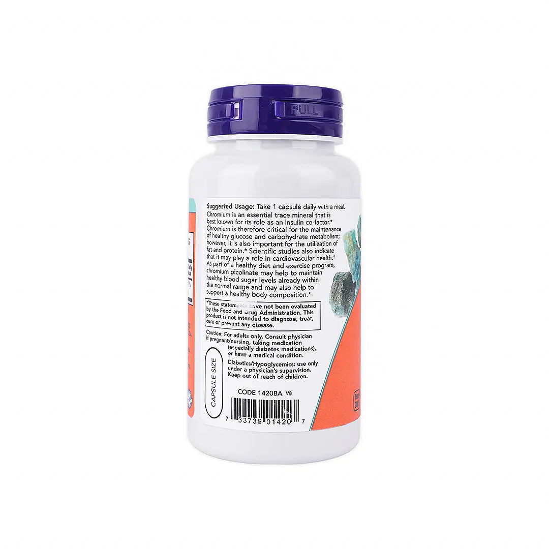 50330-NOW Chromium Picolinate 200Mcg 100 Veg Capsules +1