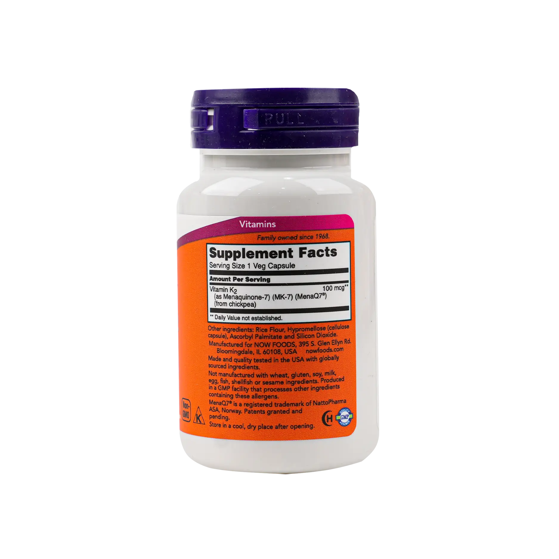 NOW MK-7 VITAMIN K-2 100MCG 60VEG CAPS