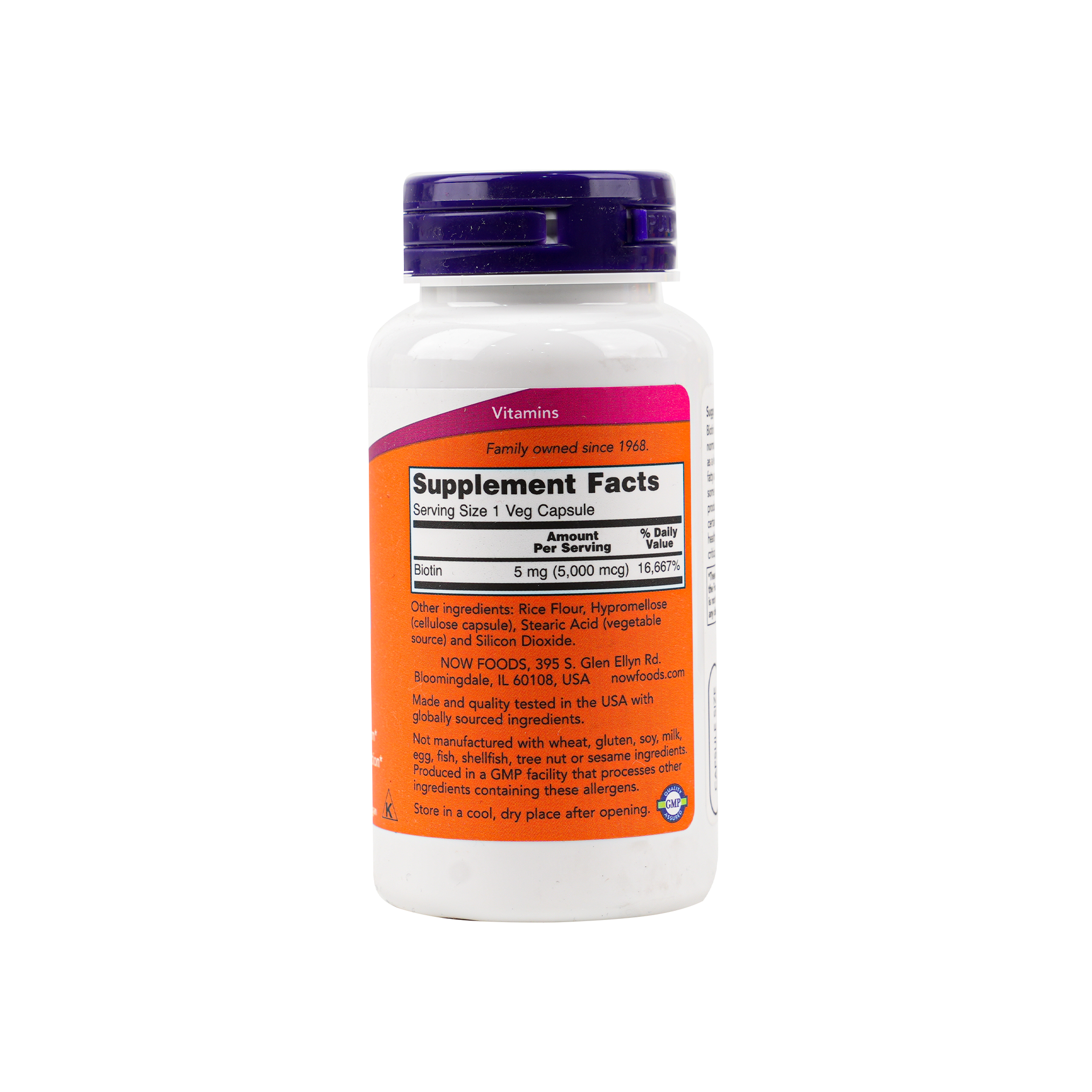 NOW BIOTIN 5000 MCG 60 VEG CAPSULES