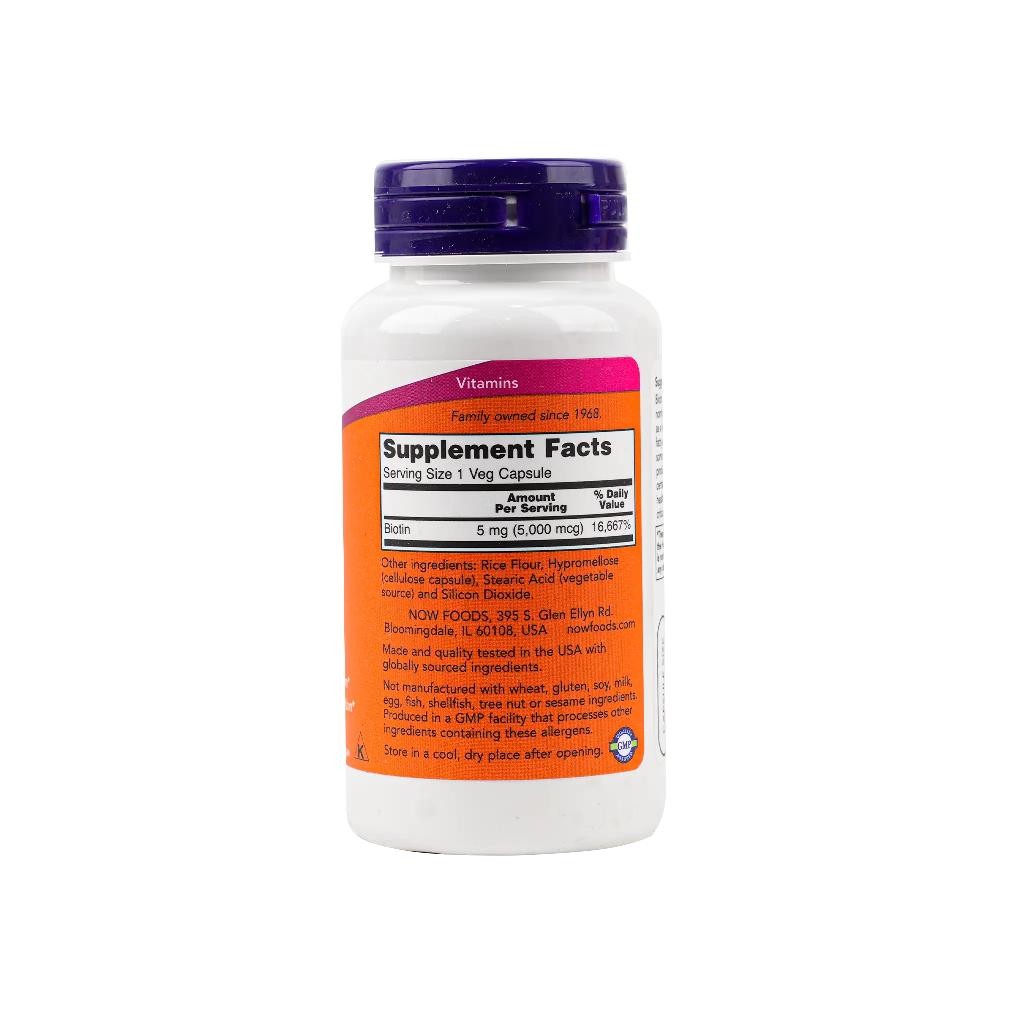 NOW BIOTIN 5000 MCG 60 VEG CAPSULES