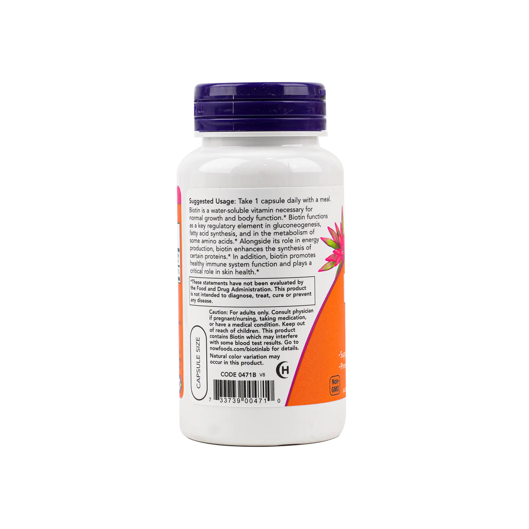 50334-NOW Biotin 5000 Mcg 60 Veg Capsules +2