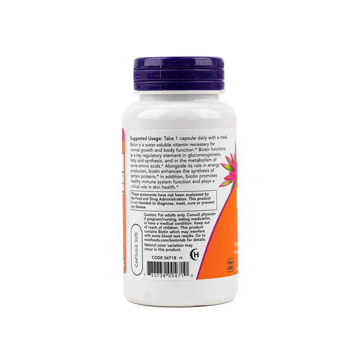 50334-NOW Biotin 5000 Mcg 60 Veg Capsules +2