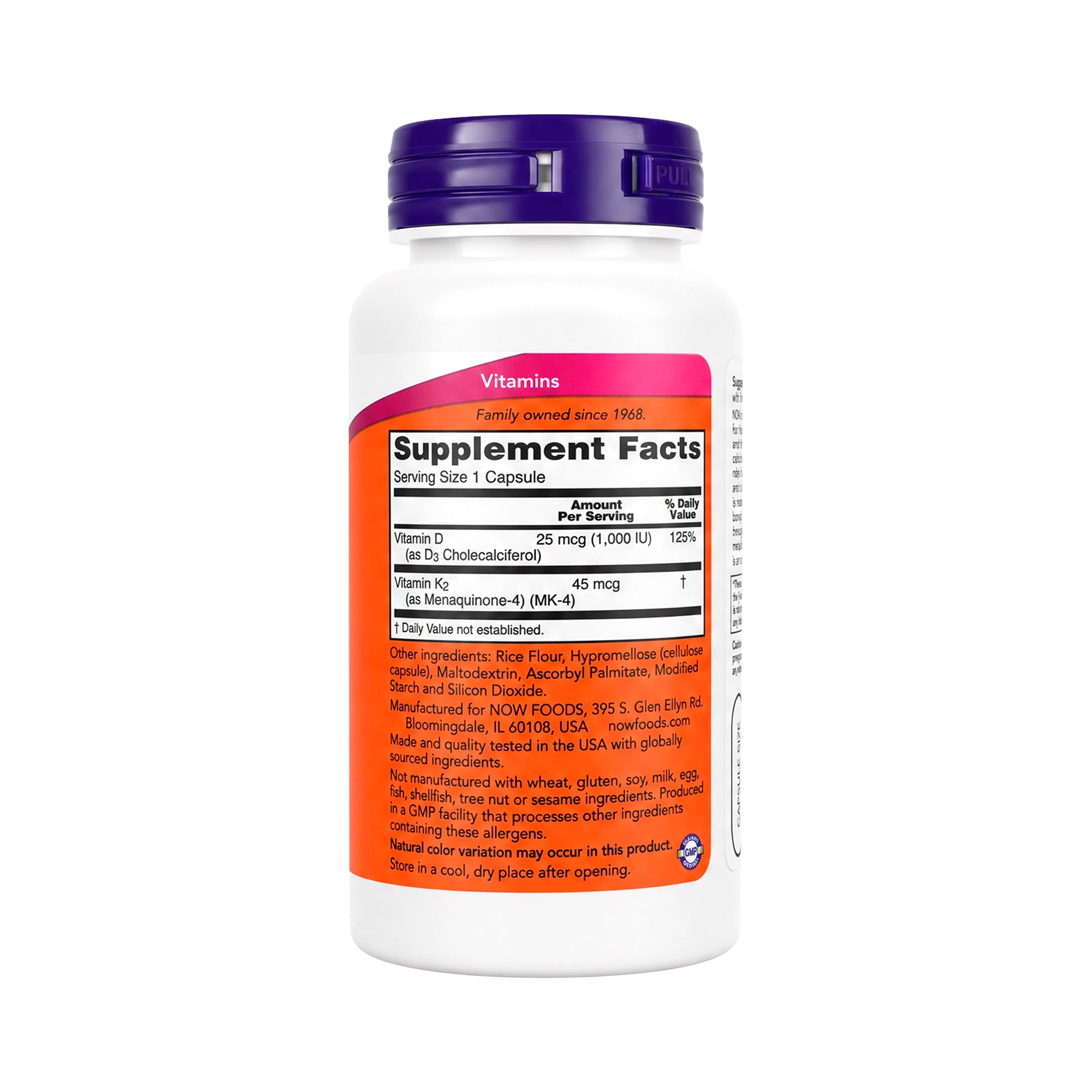 50335-Now Vitamin D-3 & K-2 1000Iu-45Mg 120 Capsules +2