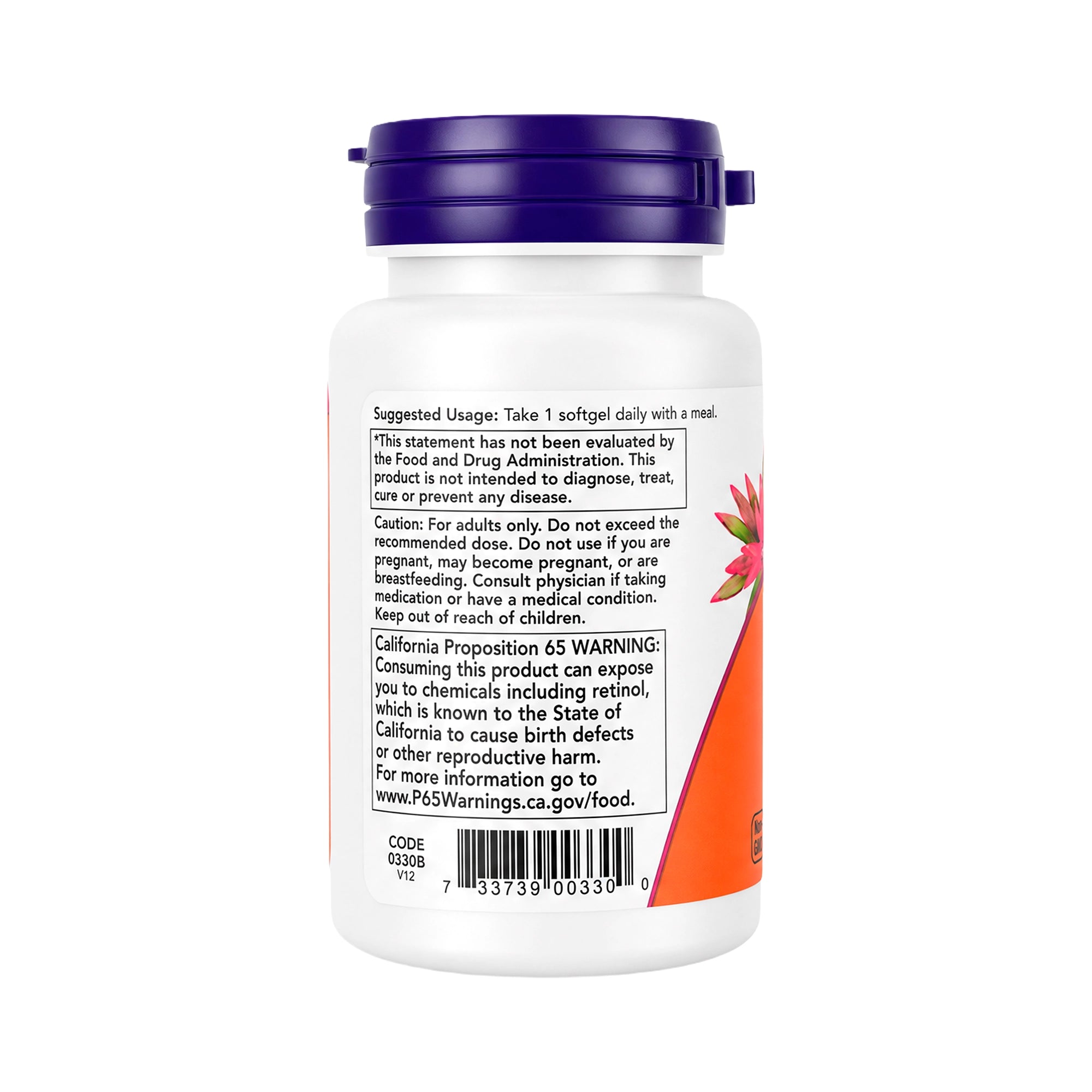 50342-NOW Vitamin A 3000Mcg 10000 Iu 100 Softgels +1