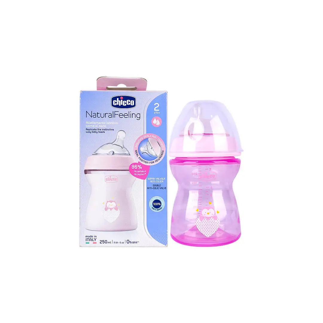 Chicco Natural Feeling Bottle Pink 250ml (2m+) +1