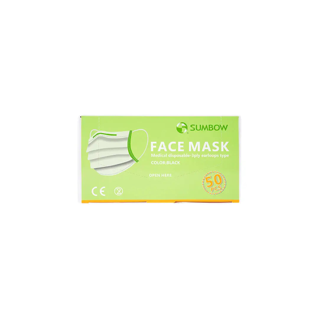 Sumbow Face Mask 3ply Earloop 50pcs-Black