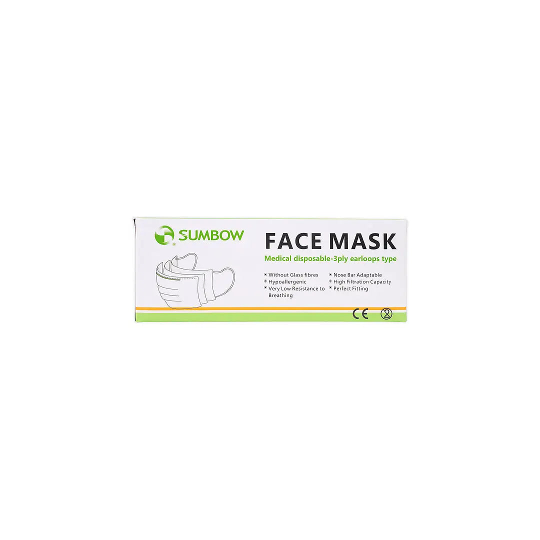 Sumbow Face Mask 3ply Earloop 50pcs-Black