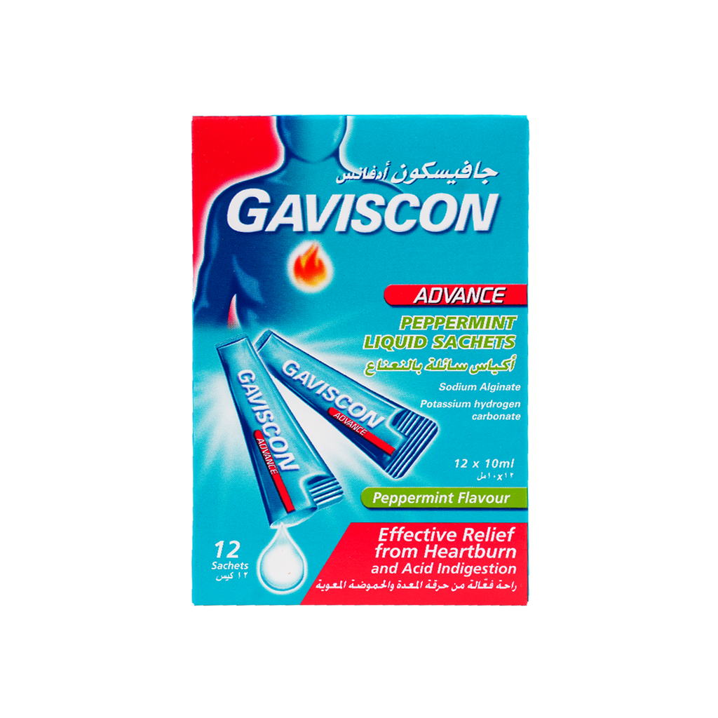 GAVISCON ADVANCE PEPPERMINT LIQUID 10 X 12 SACHETS