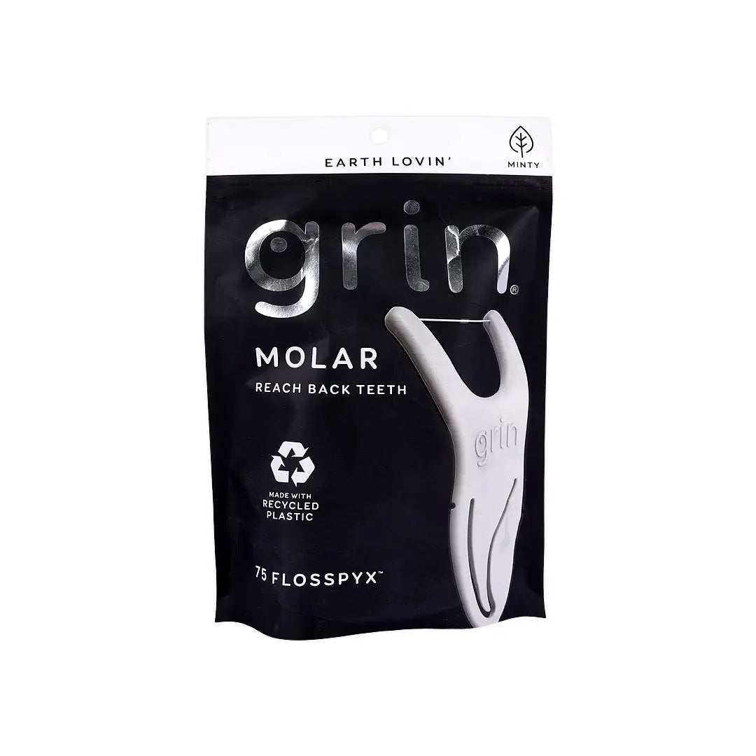 Grin Molar Floss Pic Black 75pcs