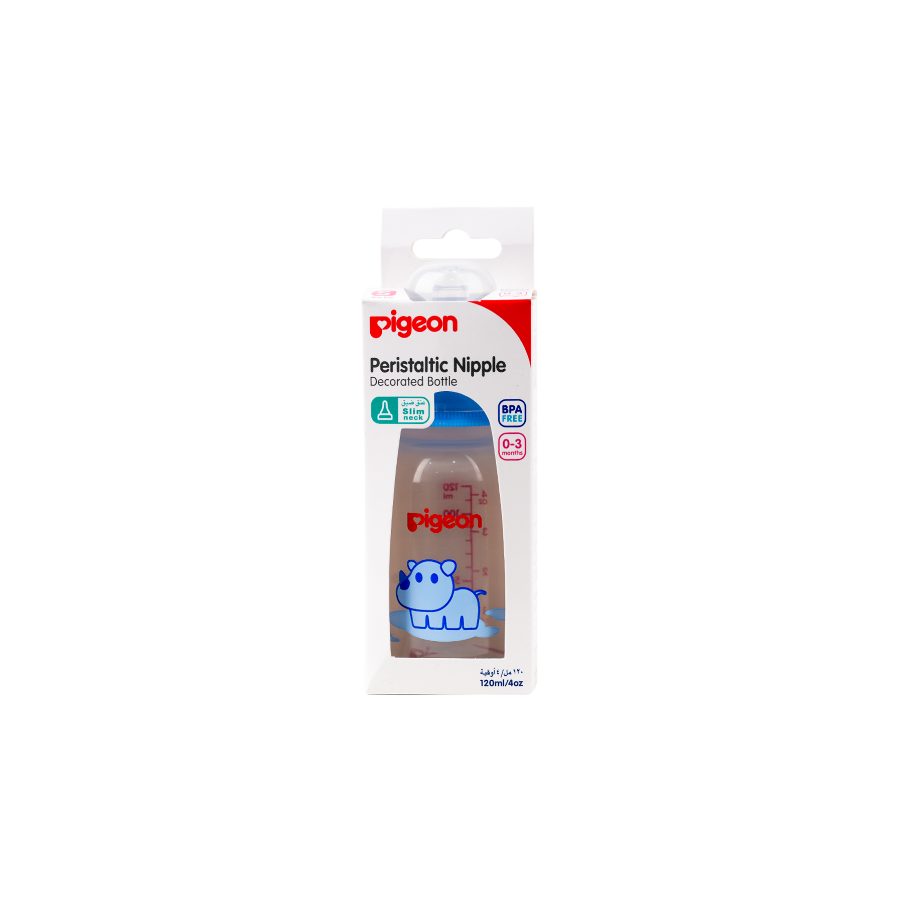 PIGEON PERISTALTIC NIPPLE DECORATED BOTTLE  0-3M 120ML - 415