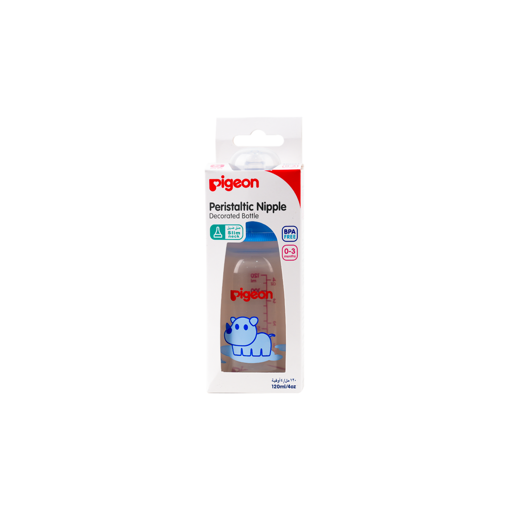 PIGEON PERISTALTIC NIPPLE DECORATED BOTTLE  0-3M 120ML - 415