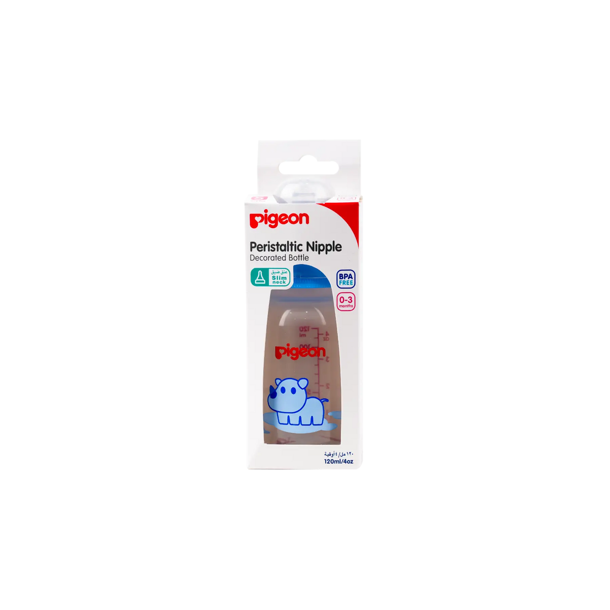 50513-Pigeon Peristaltic Nipple Decorated Bottle 0-3m 120ml-415