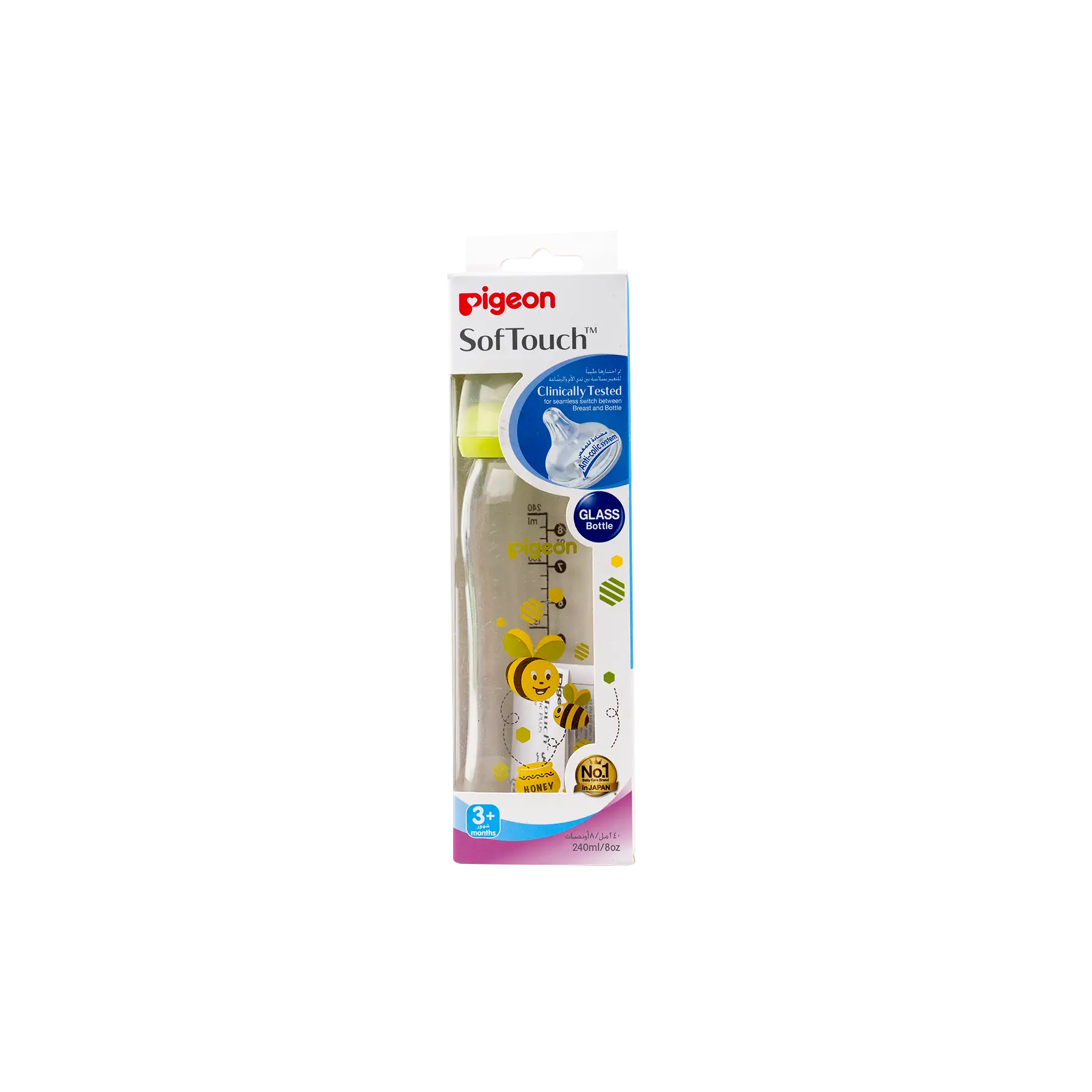Pigeon Softouch Glass Bottle +3m 240ml-PA26746