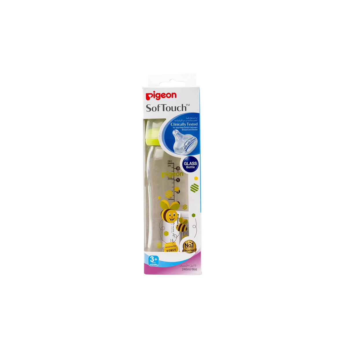 50528-Pigeon Softouch Glass Bottle +3m 240ml-PA26746