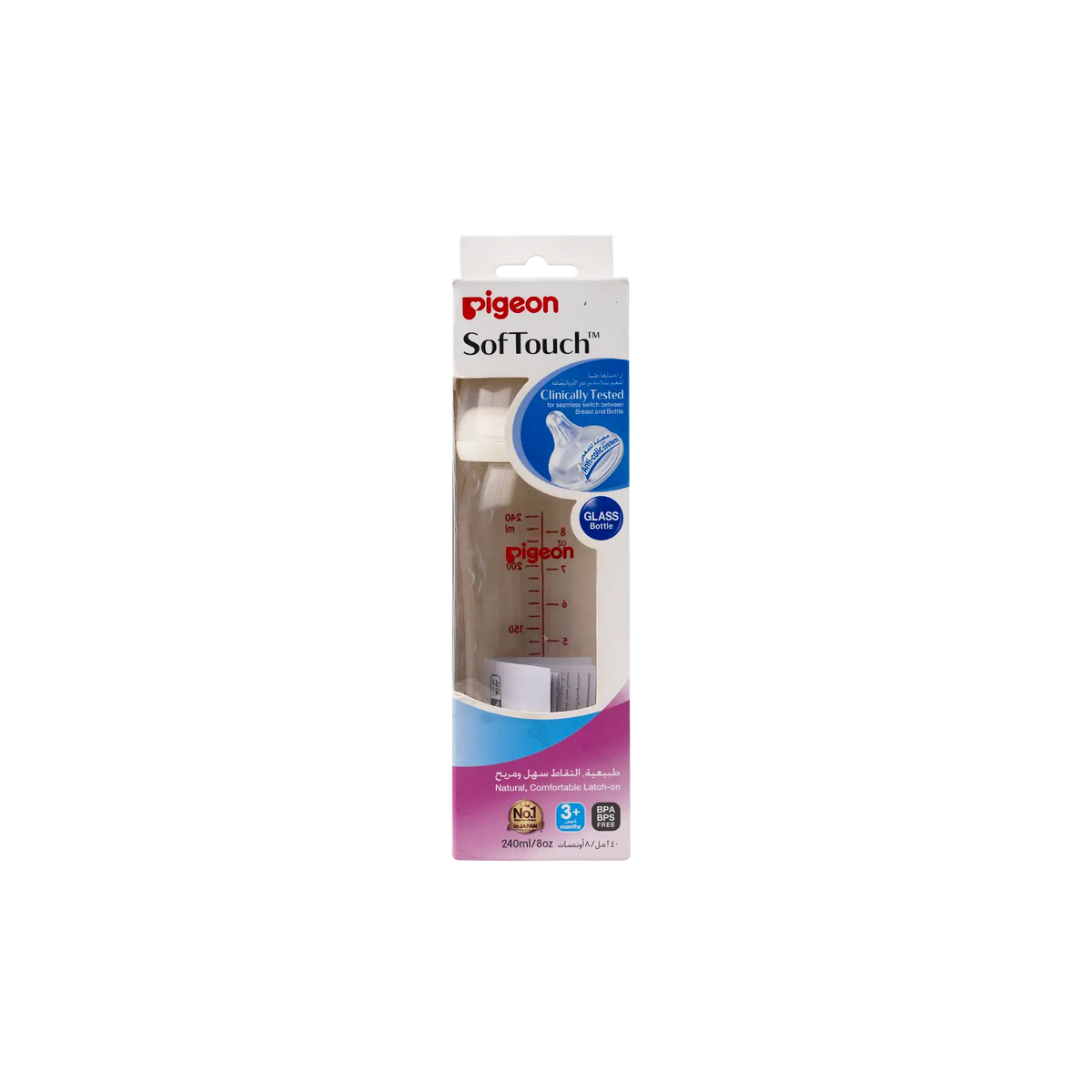50530-Pigeon Softouch Glass Bottle +3m 240ml-PA00488 +1