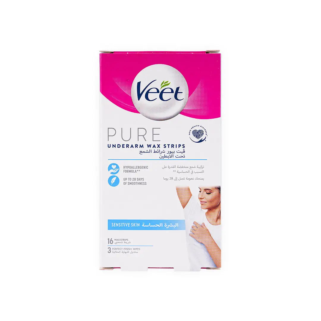 50545-Veet Pure Underarm Wax Strips 16 Pcs