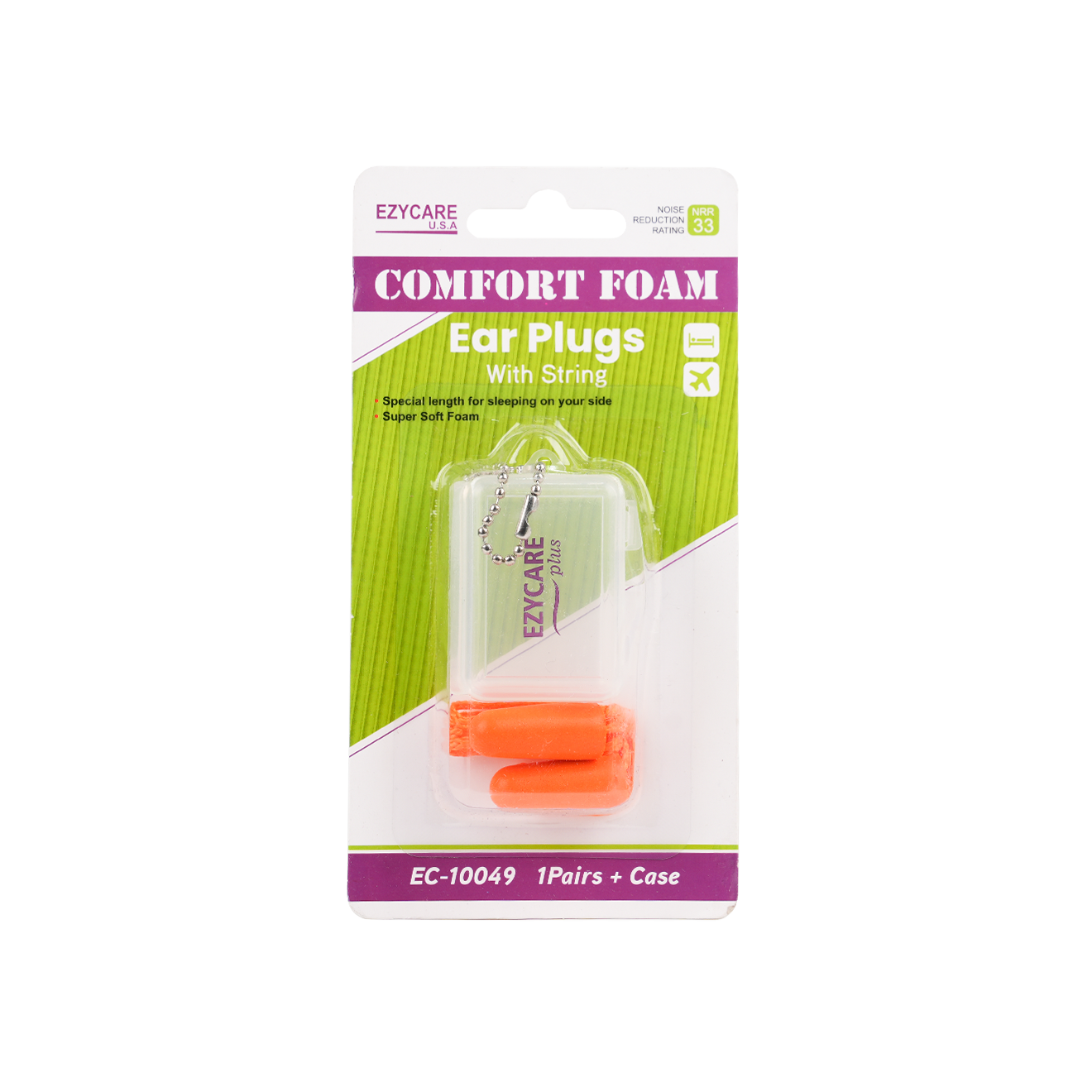 EZYCARE PLUS COMFORT FOAM EAR PLUGS WITH STRING -10049