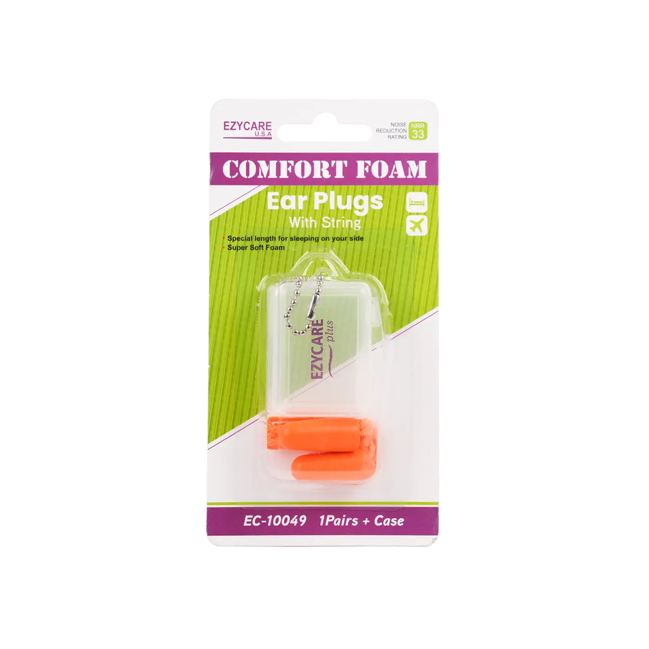 EZYCARE PLUS COMFORT FOAM EAR PLUGS WITH STRING -10049