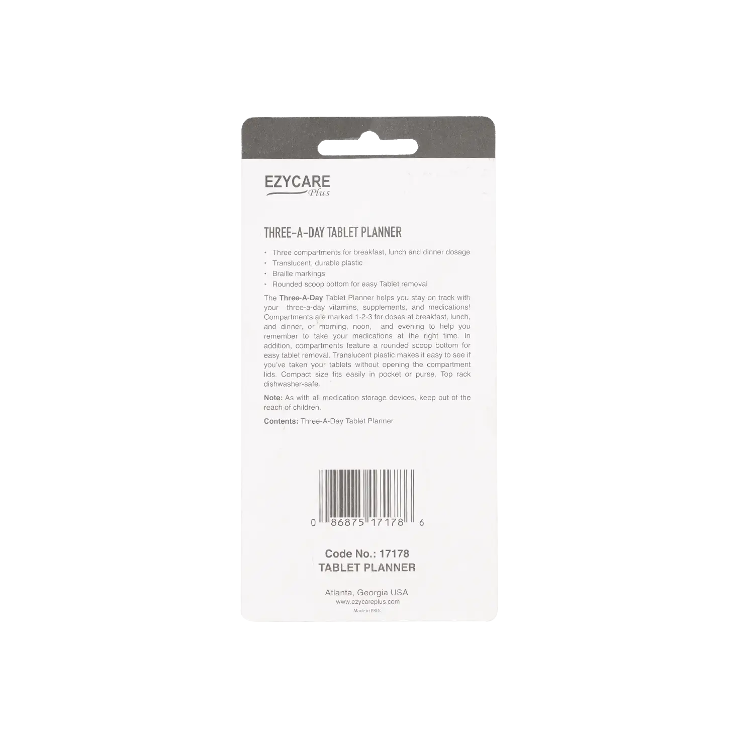 EZYCARE PLUS THREE A DAY TABLET PLANNER WITH KEYCHAIN-17178