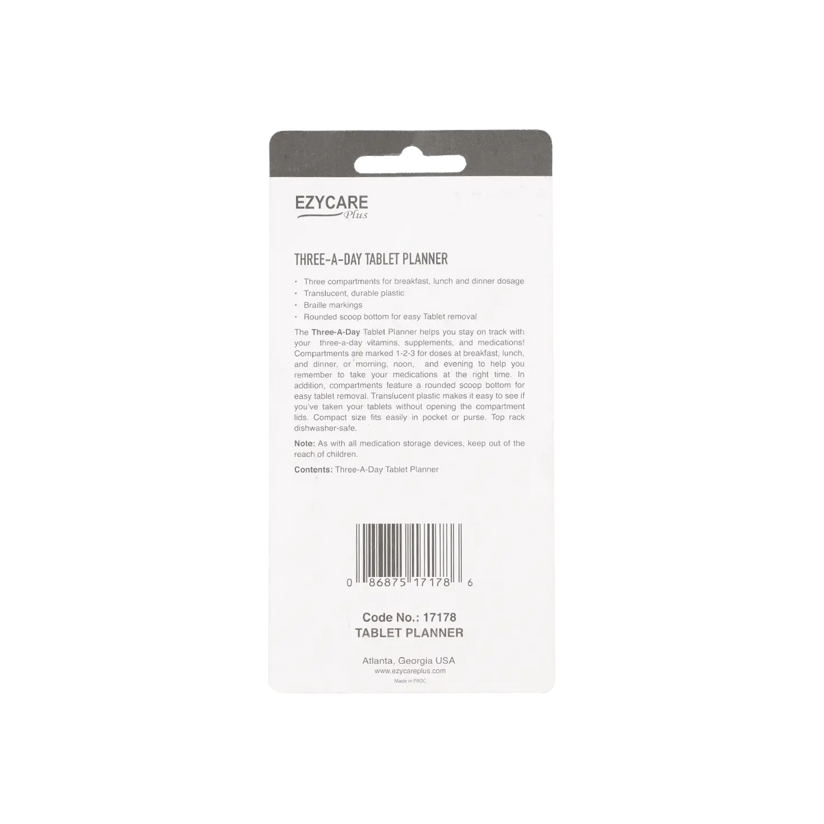 50568-Ezycare Plus Three A Day Tablet Planner With Keychain +1