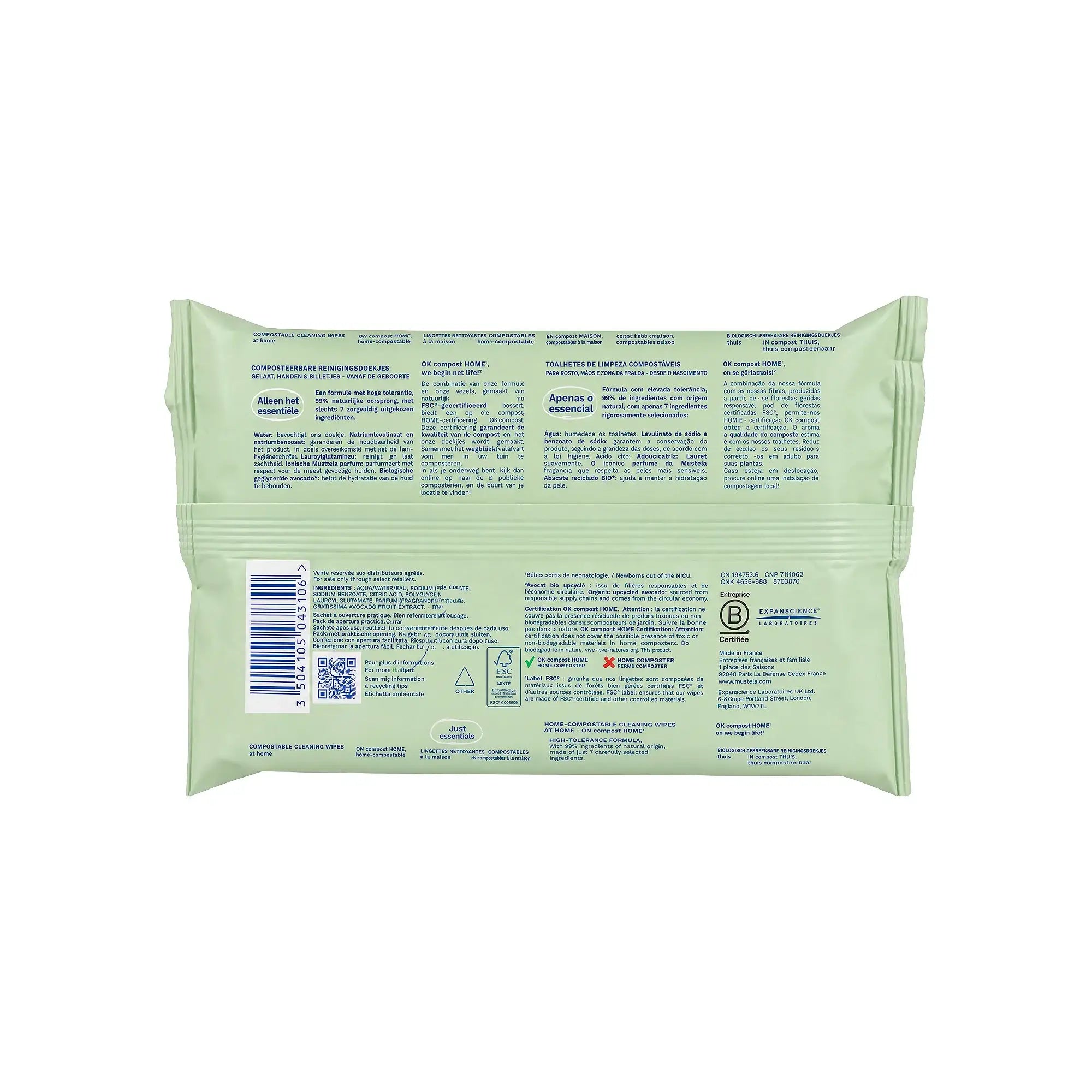 50598-Mustela Baby Cleansing Wipes 60Pcs +2