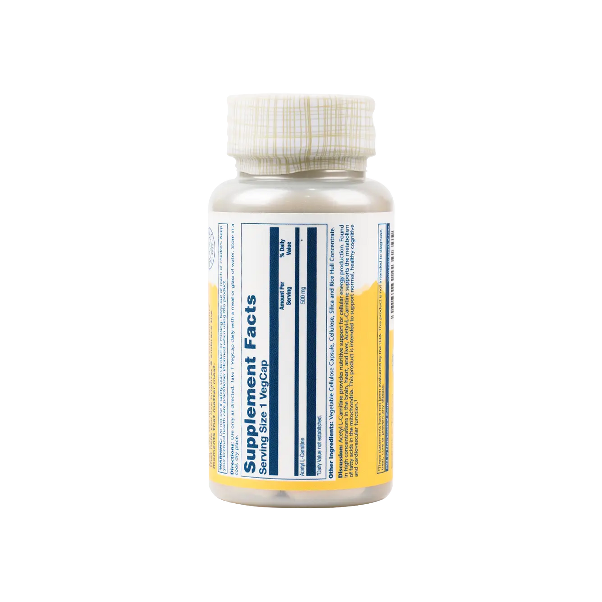 50616-Solaray Acetyl L-Carnitine 500Mg 30 Vegcaps +1