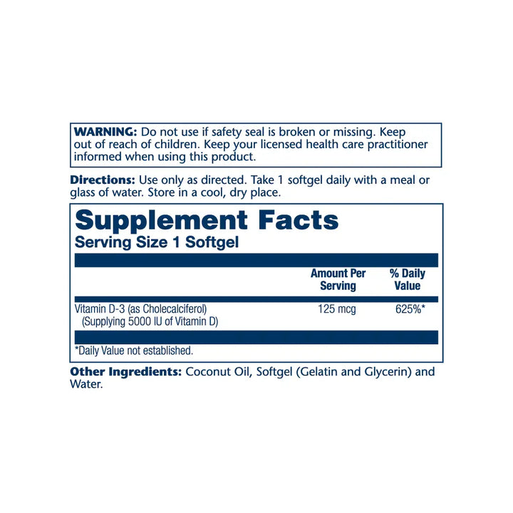 50619-Solaray Super Bio Vitamin D-3 125Mcg 120 Softgels +1