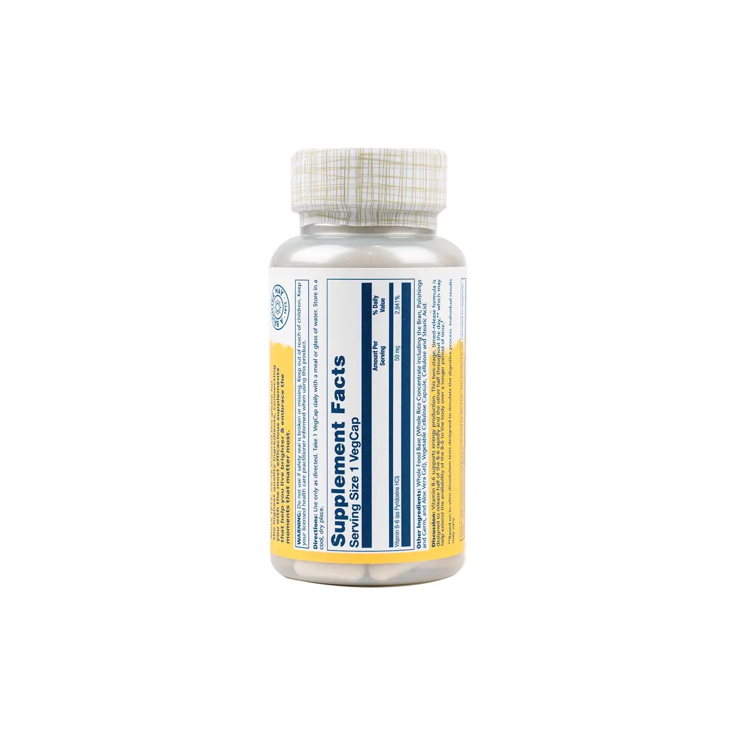 SOLARAY VITAMIN B-6 50 MG 60 VEGCAPS