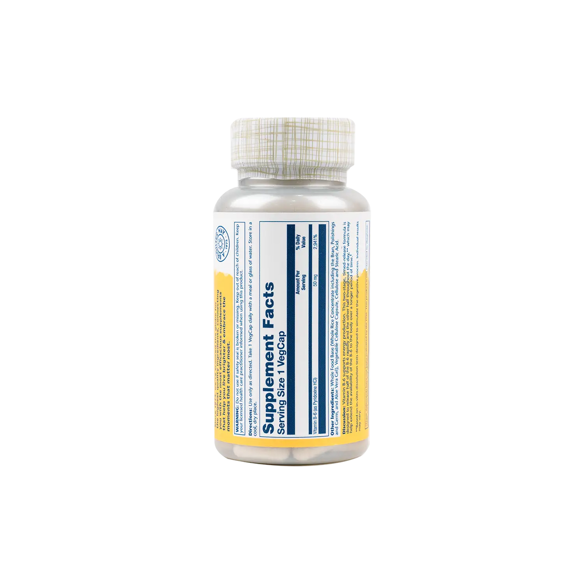 50621-Solaray Vitamin B-6 50 Mg 60 Vegcaps +1