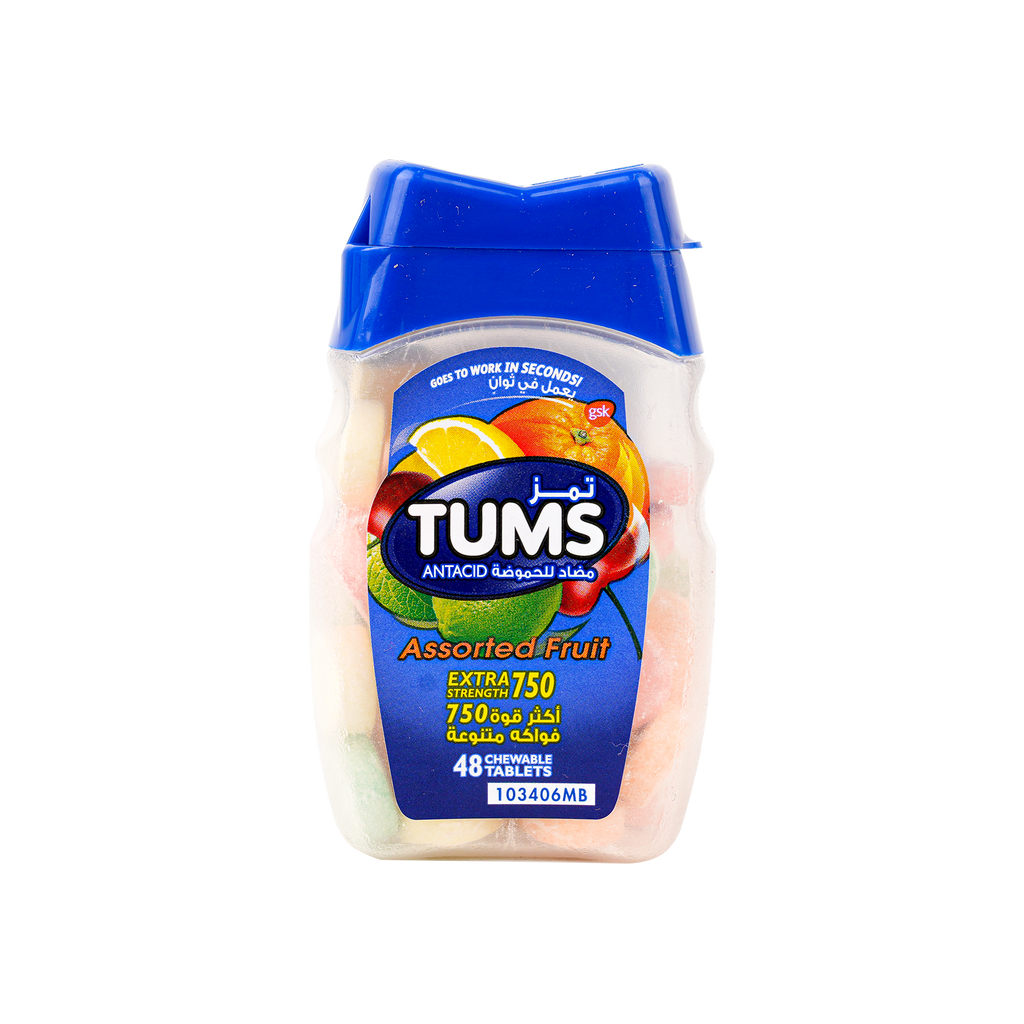 TUMS ANTACID 48 CHEWABLE TABLETS -ASSORTED FRUIT