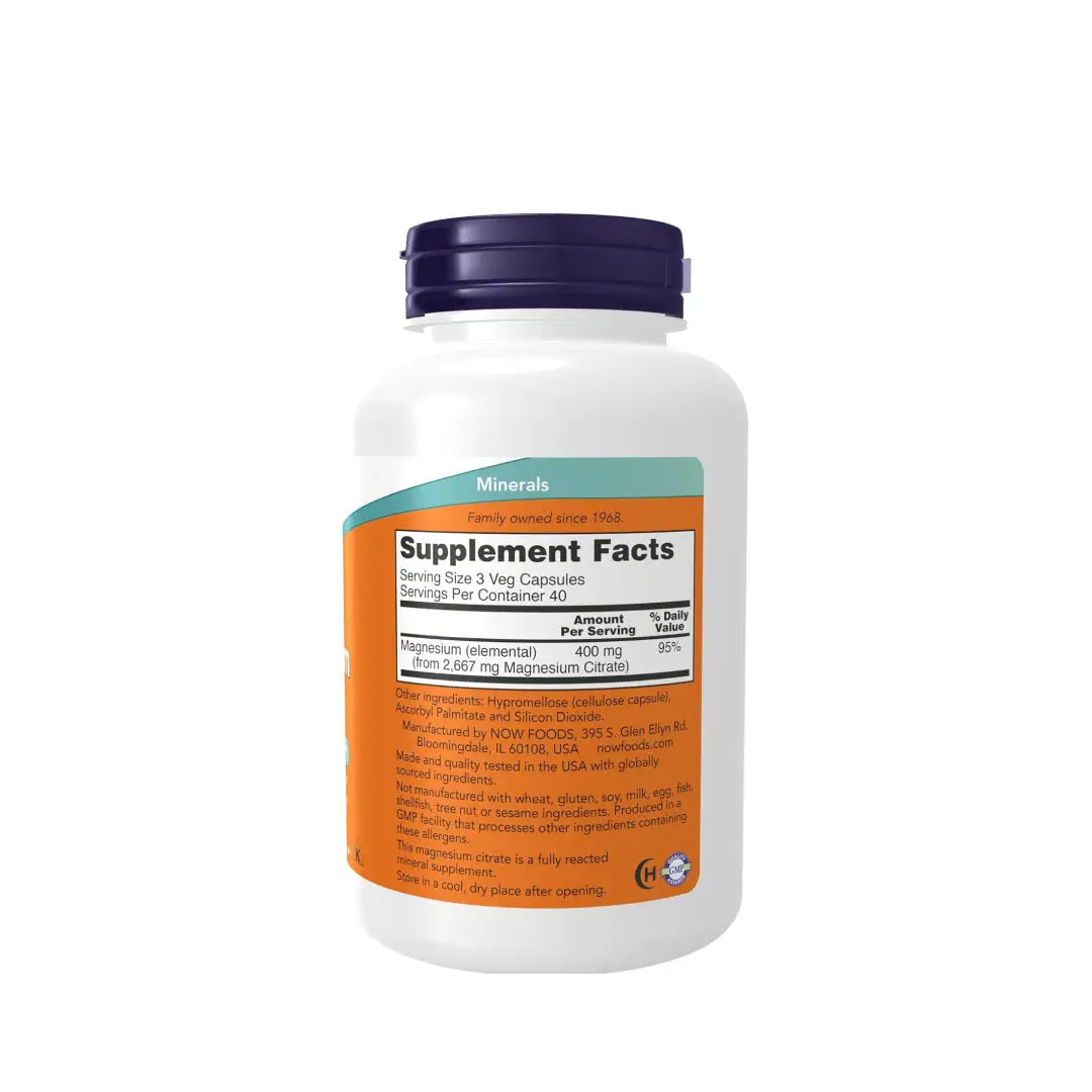 50660-NOW Magnesium Citrate 120 Veg Capsules +2