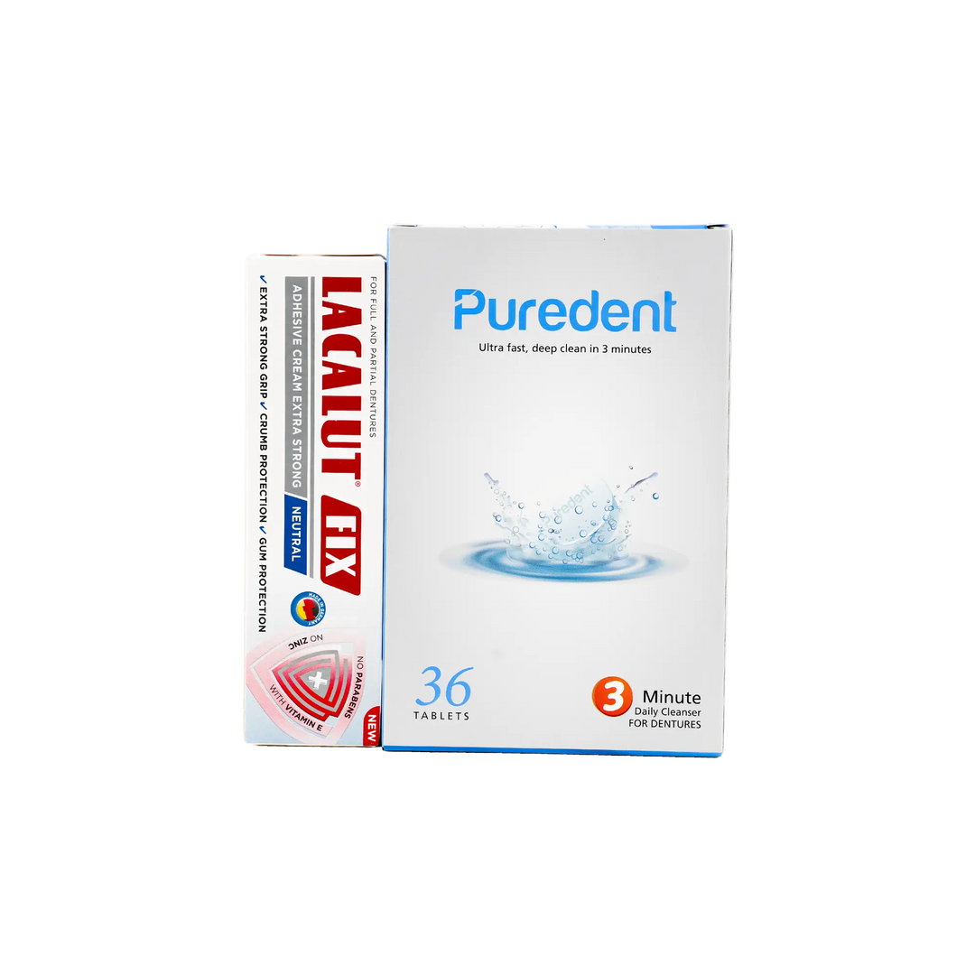 50705-Lacalut Fix Adhesive Cream+Puredent Cleaning Tablet Offer +3