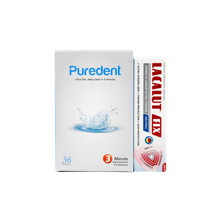 50705-Lacalut Fix Adhesive Cream+Puredent Cleaning Tablet Offer