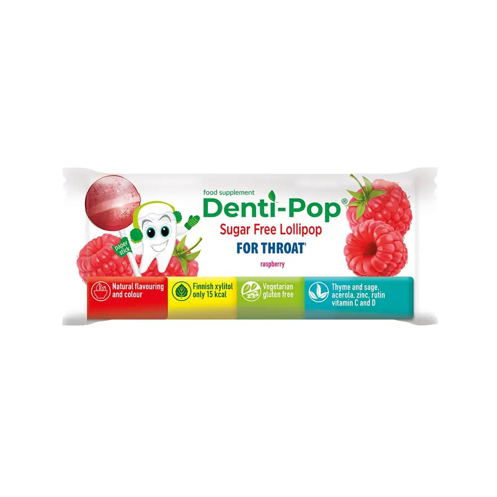 50738-Denti-Pop Sugar Free Lollipop For Throat Raspberry Flavor