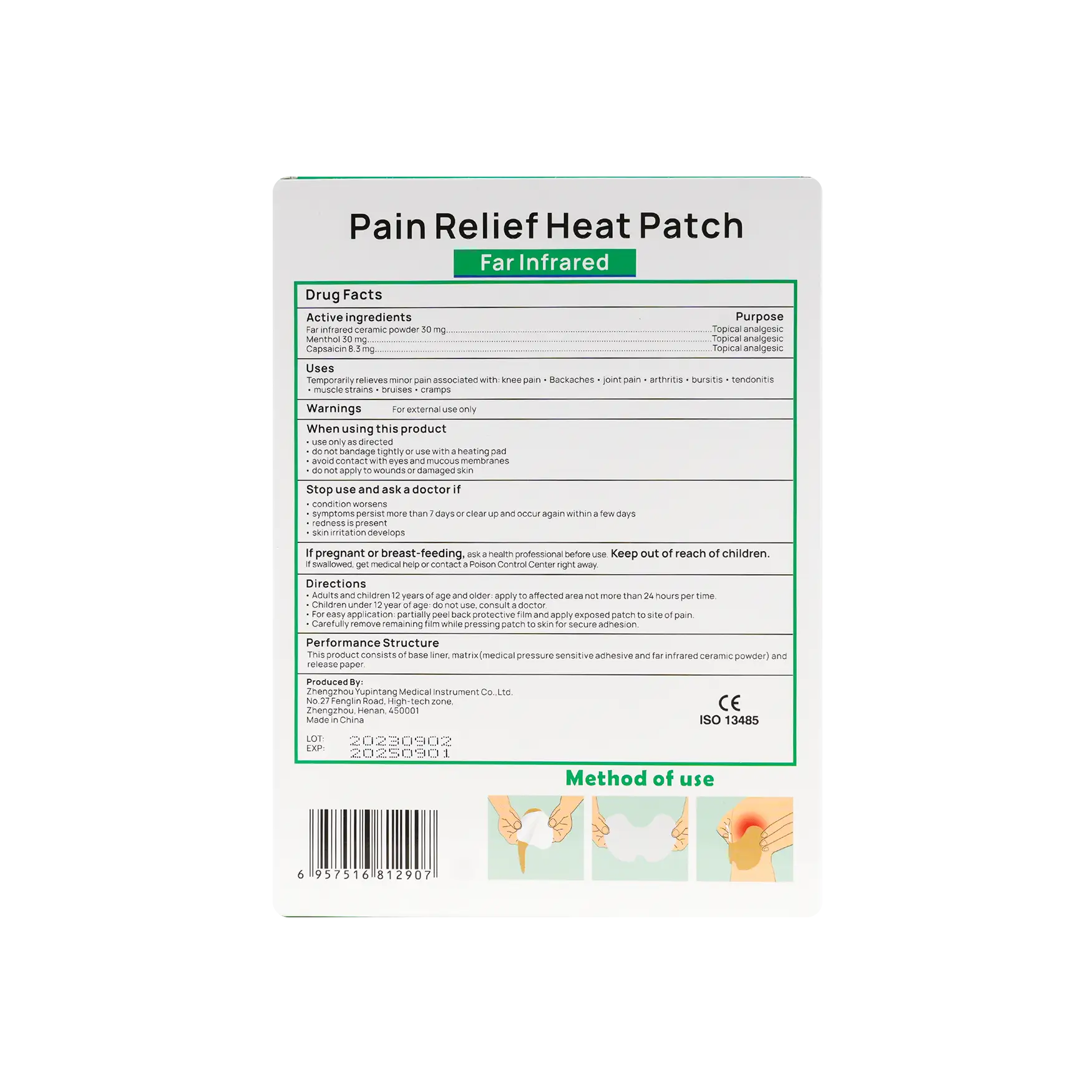 Enokon Pain Relief Heat Knee Patch 6pcs