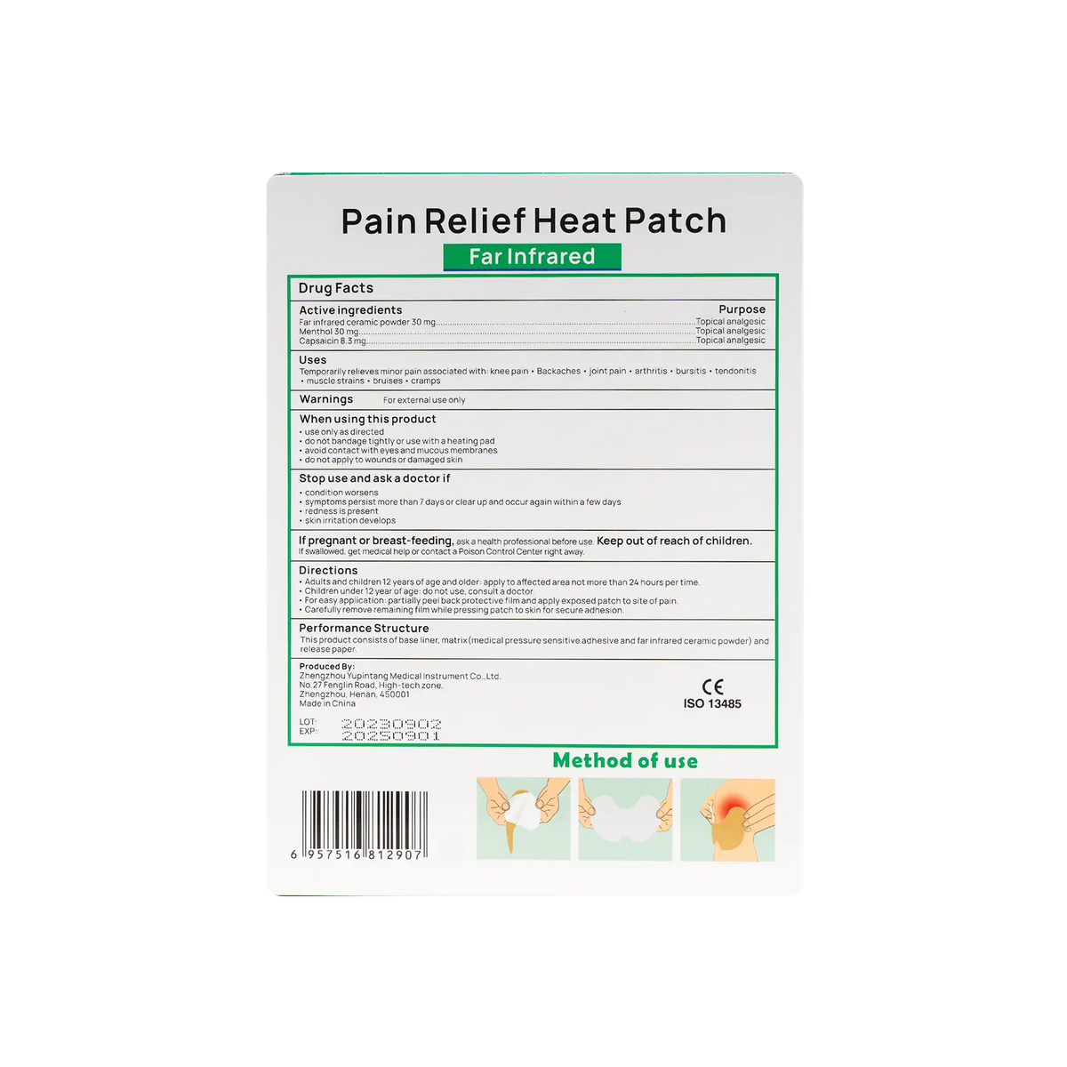50772-Enokon Pain Relief Heat Knee Patch 6pcs +1