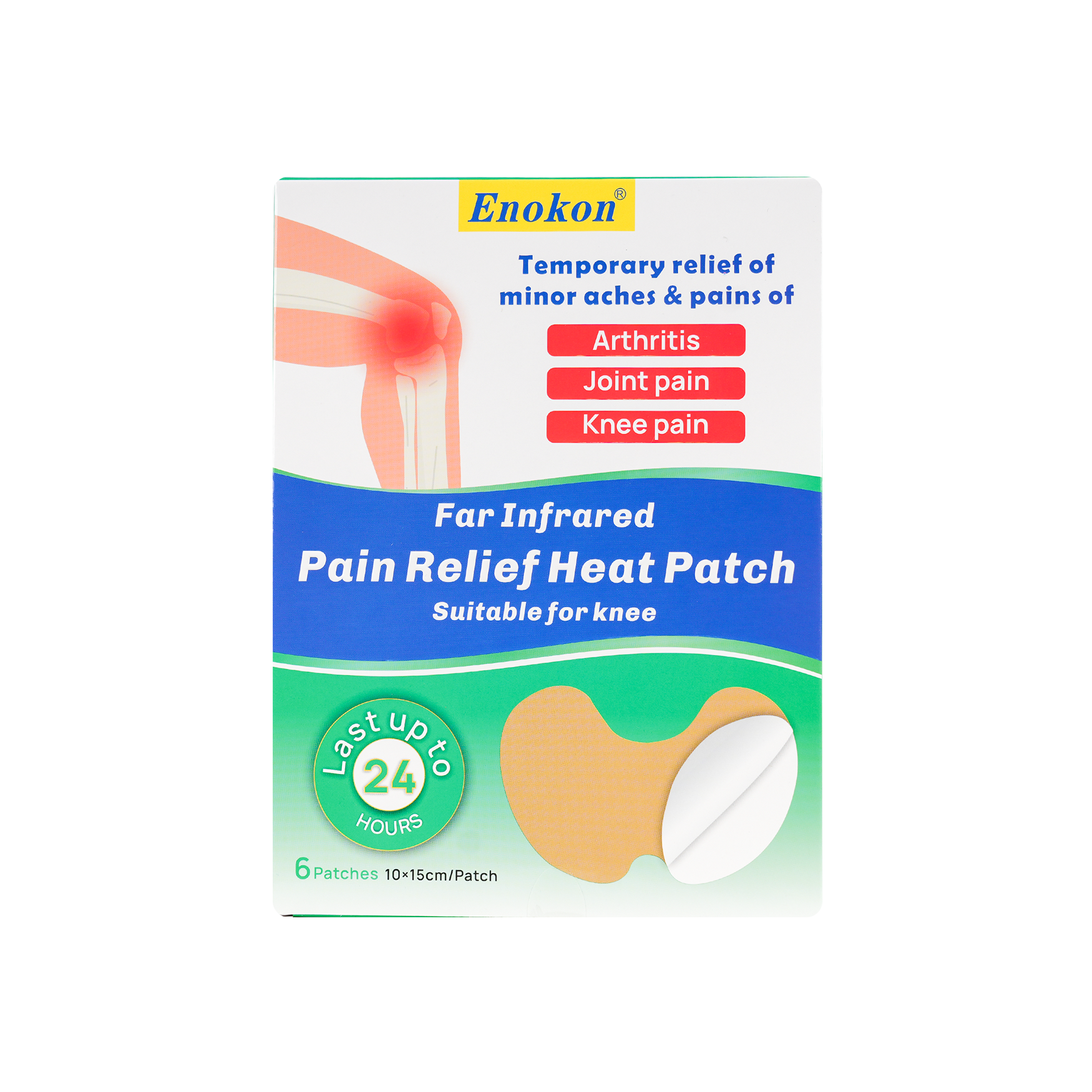 Enokon Pain Relief Heat Knee Patch 6pcs