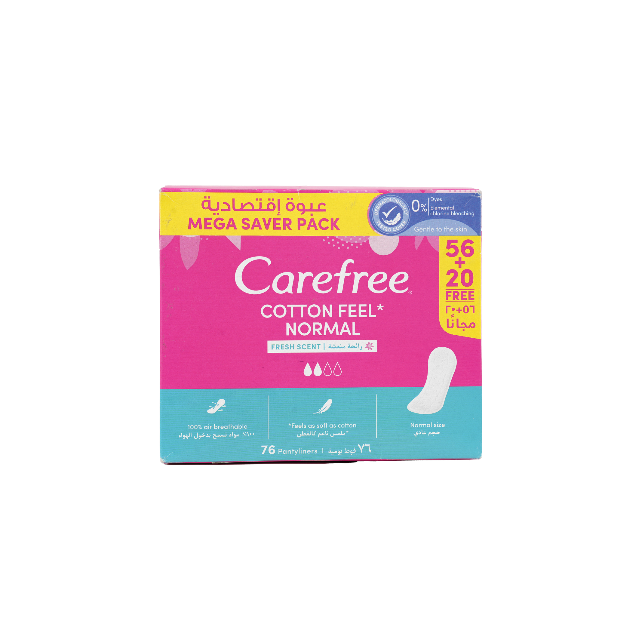 Carefree Cotton Feel 56+20Pcs-Fresh Scent