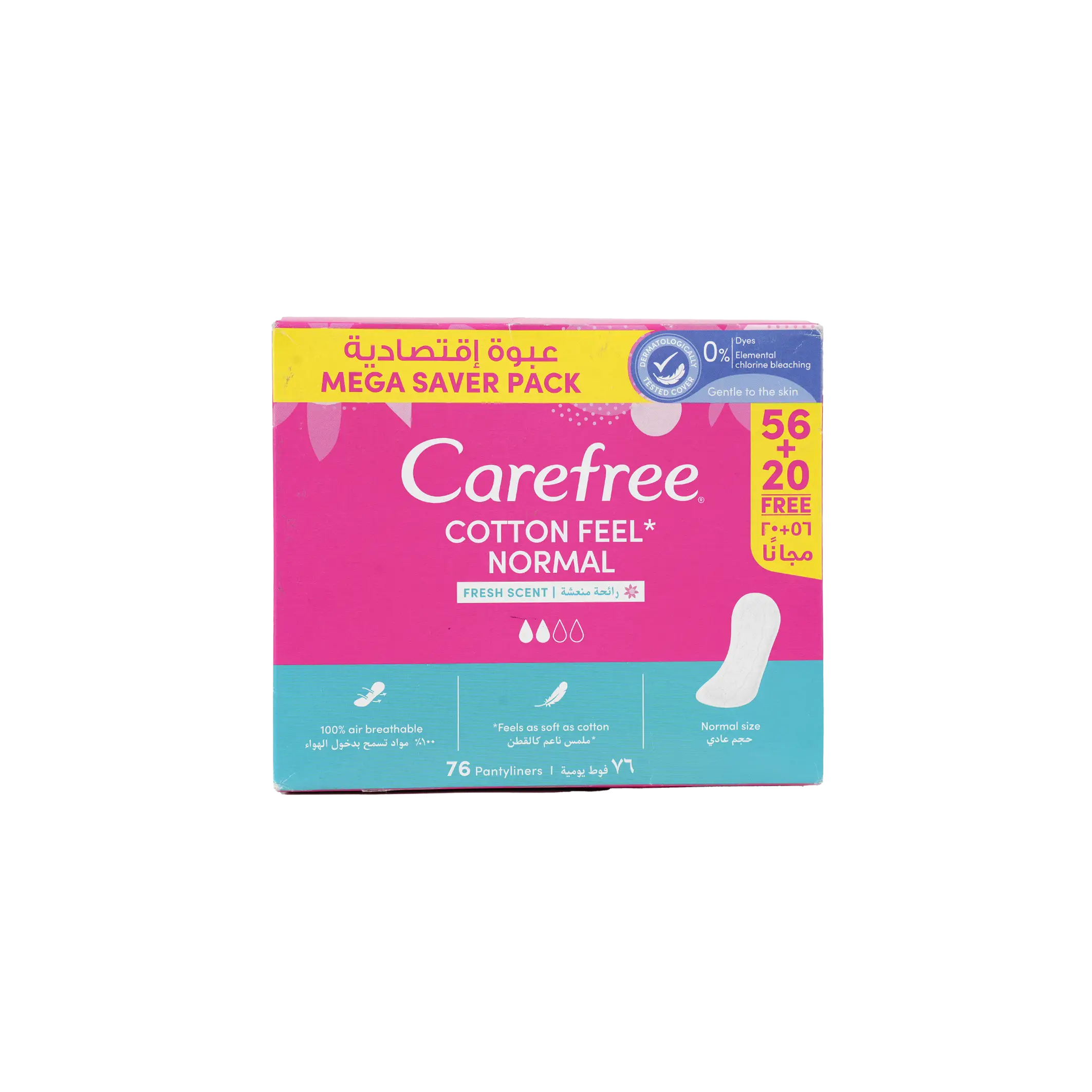 Carefree Cotton Feel 56 + 20Pcs-Fresh Scent