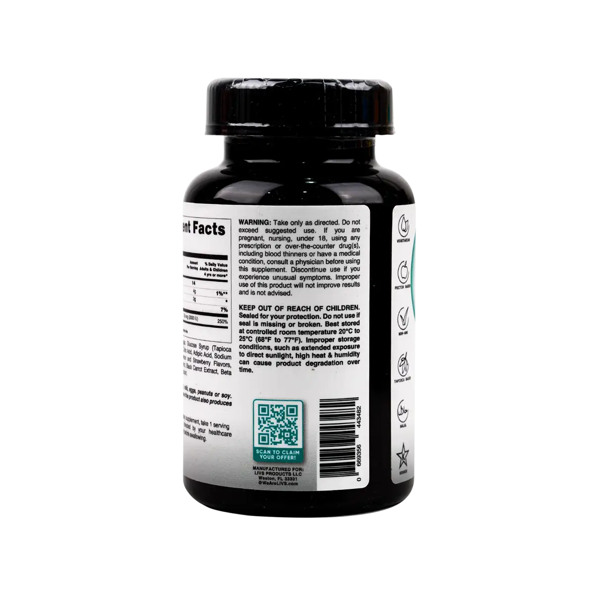 Livs Vitamin-D (2000IU) Orange,Lemon&Straw Flavor 90 Gummies