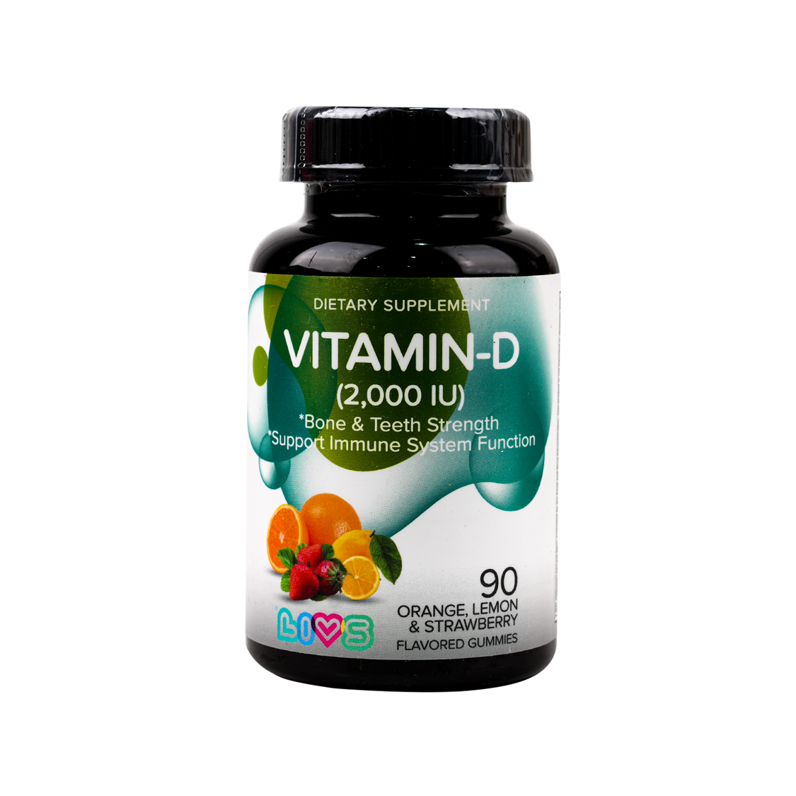 Livs Vitamin-D (2000IU) Orange,Lemon&Straw Flavor 90 Gummies