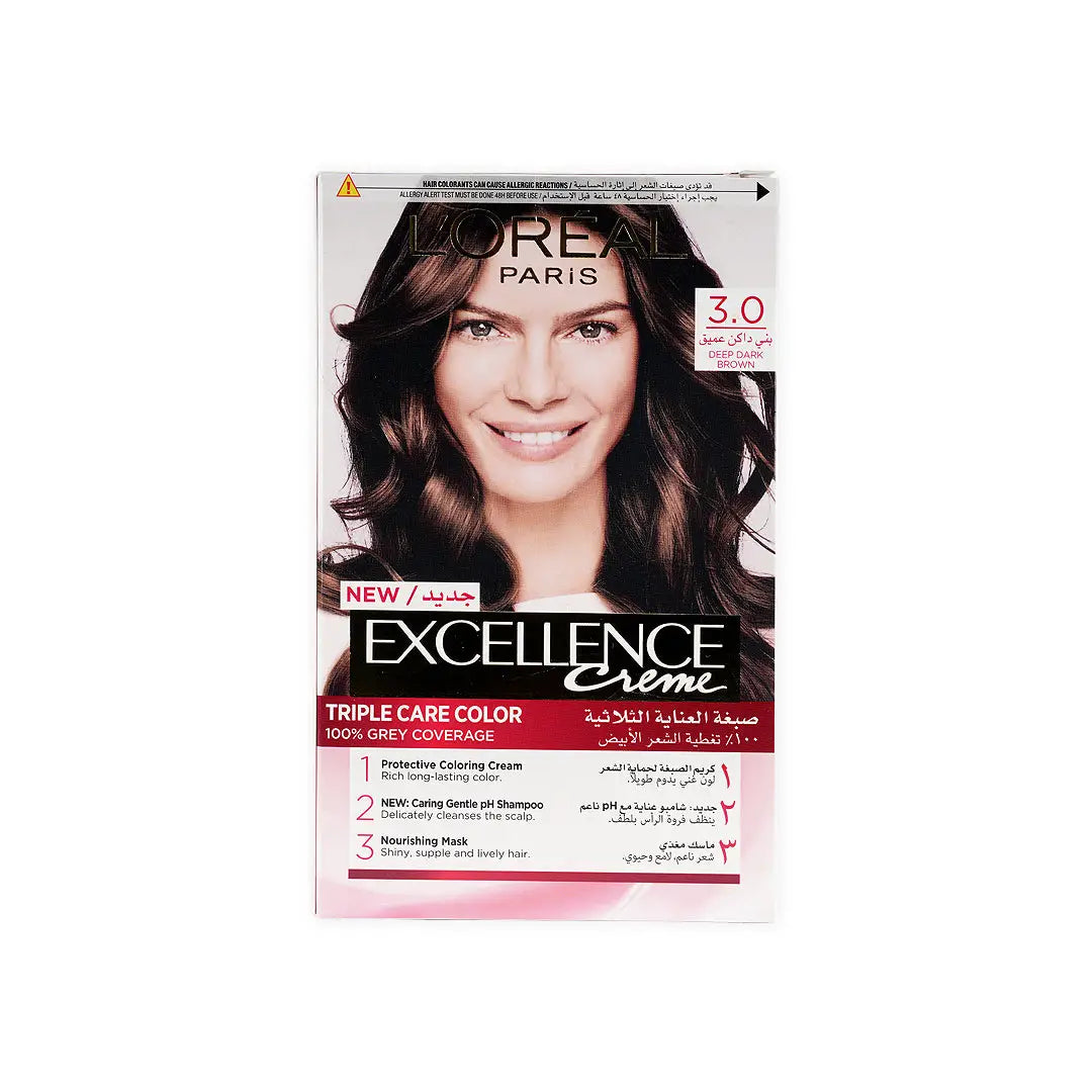 L'oreal Excellence Creme Triple Care Color-3.0 DeepDarkBrown
