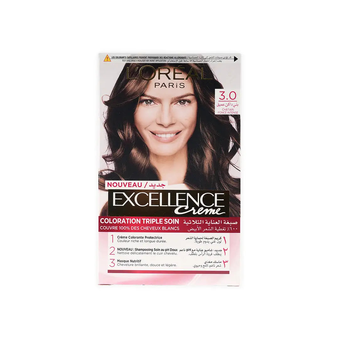 L'oreal Excellence Creme Triple Care Color-3.0 DeepDarkBrown