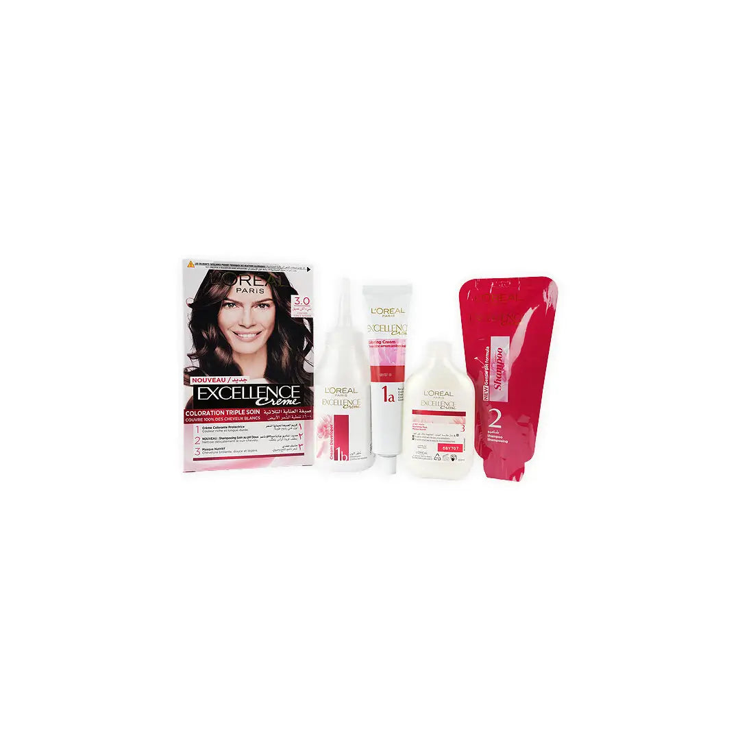 50941-L'oreal Excellence Creme Triple Care Color-3.0 DeepDarkBrown