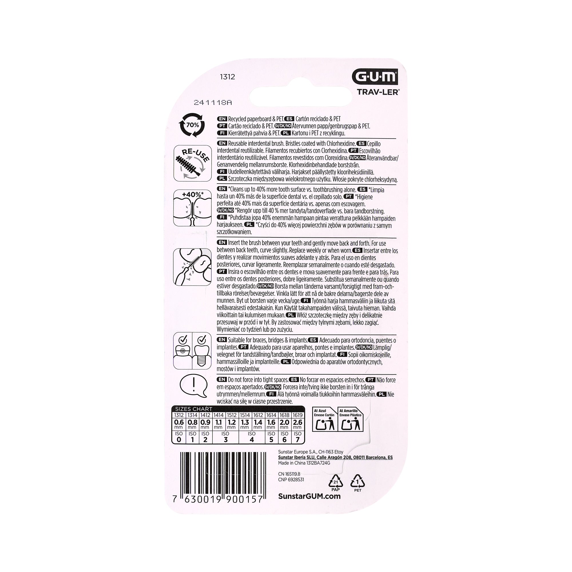 GUM Trav-Ler Interdental Brush 0.6mm 6pcs