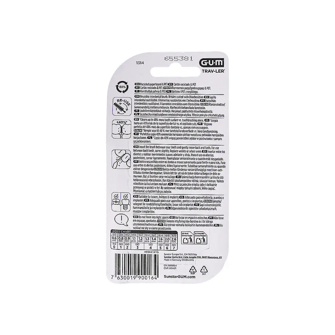 GUM Trav-Ler Interdental Brush 0.8mm 6pcs-1314