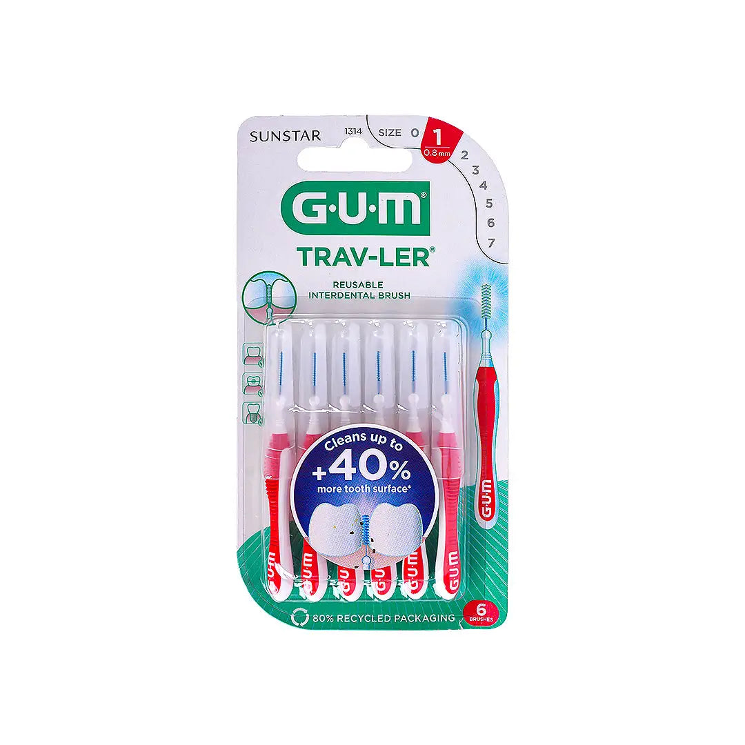 GUM Trav-Ler Interdental Brush 0.8mm 6pcs-1314