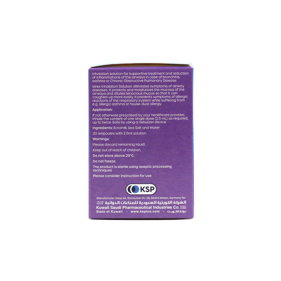 Idrex Inhalation Solution Contains Ection 20 X 2.5ml