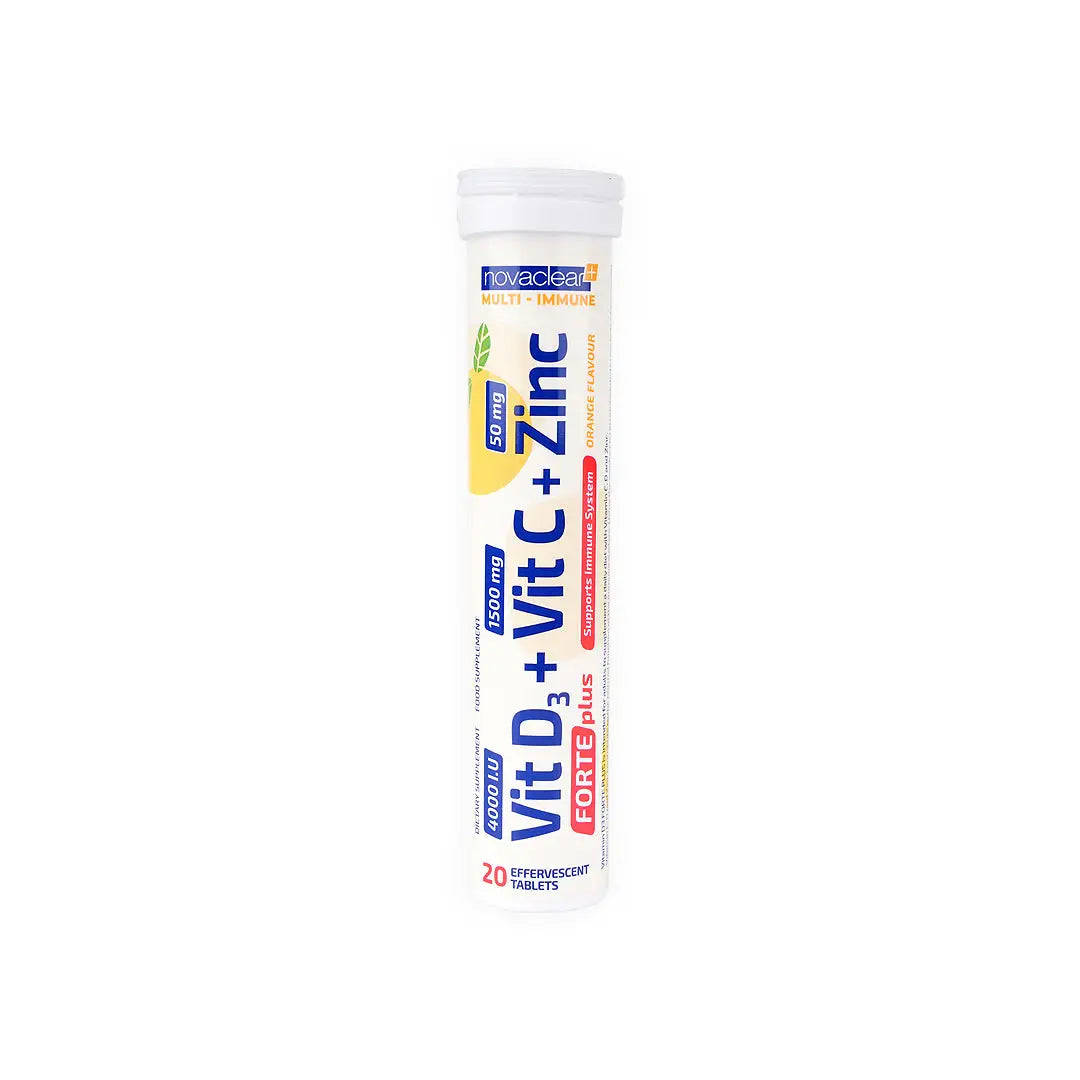 Novaclear Vit-D3 & Vit-C+Zinc Forte Plus 20 Tablets-Orange